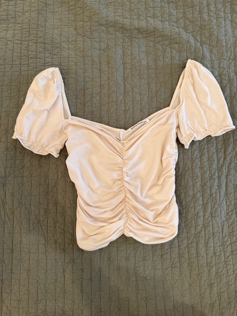 Reformation ivory ruched top medium